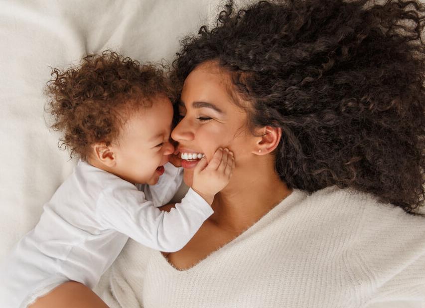Baby laughs